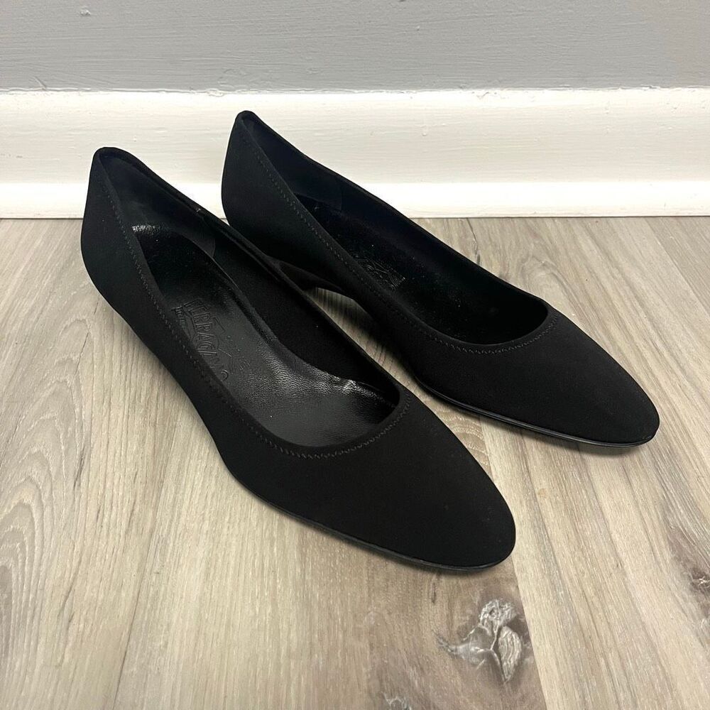 Salvatore Ferragamo Heels Women's 9 AA‎ (Narrow) Black Low Wedge